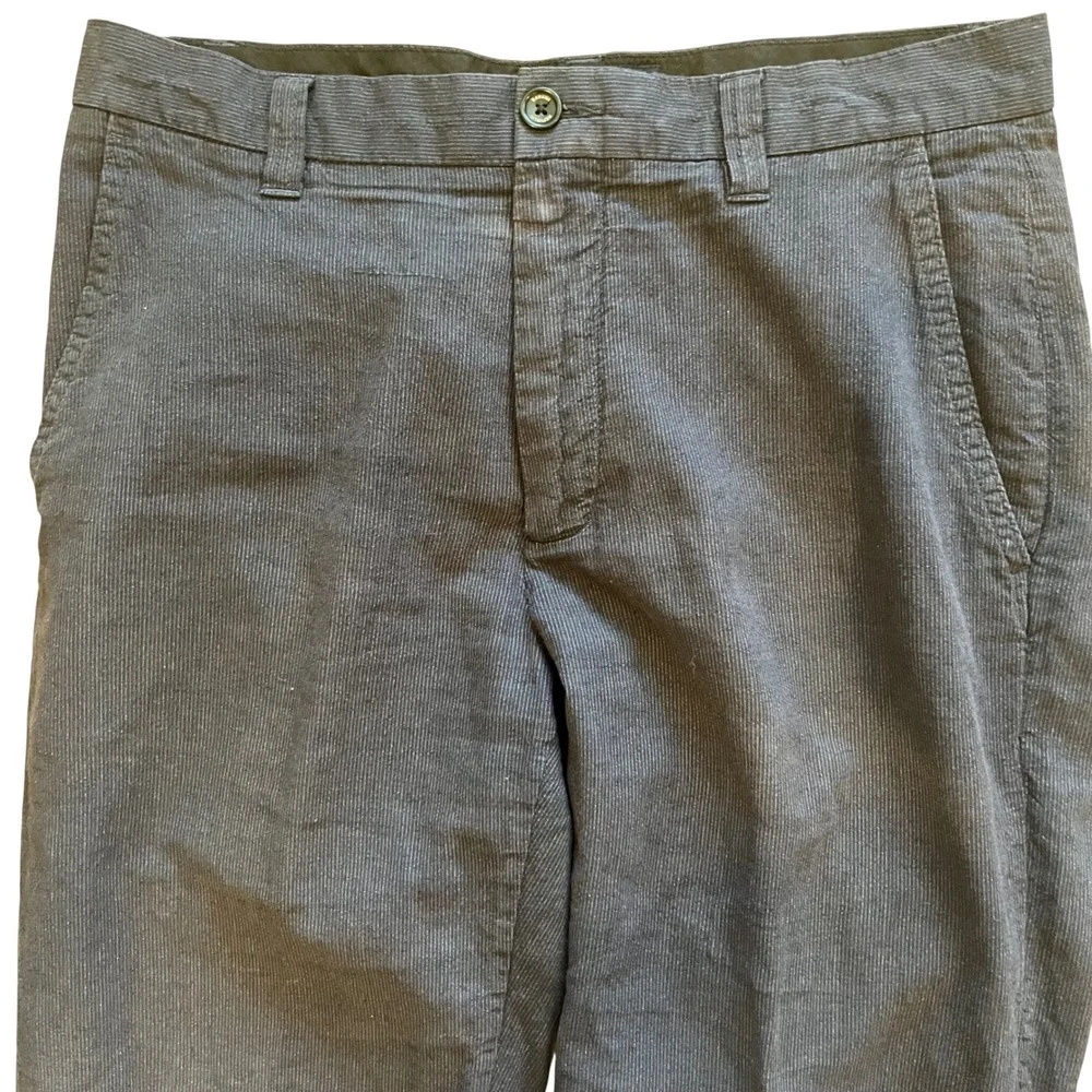 Banana Republic Mens Navy Blue Pinstripe Cotton Linen Pants 32x34 Straight Leg